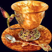 Чашка чайная «Колибри» с декором из белой бронзы