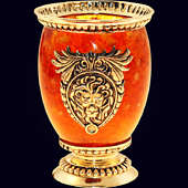 Стакан «Лев» из янтаря с декором из белой бронзы