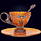 Чайная чашка «Васильки» из янтаря с ложечкой с декором из белой бронзы