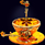 Чайная чашка «Малиновка» из янтаря с ложечкой с декором из белой бронзы