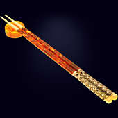 Янтарные палочки для еды «Императорские» из янтаря с декором из белой бронзы