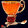 Чашка чайная «Саламандра» из янтаря с декором из белой бронзы
