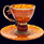 Чашка чайная «Саламандра» из янтаря с декором из белой бронзы