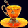 Чашка чайная «Цезарь» из янтаря с ложечкой с декором из белой бронзы