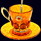 Набор для кофе «Солнышко» из янтаря с декором из белой бронзы