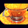 Чашка чайная ажурная из янтаря с ложкой с декором из белой бронзы