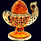 Сувенир-шкатулка «Курочка» из янтаря с декором из белой бронзы
