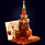 Сувенир-визитница «Кремль» из янтаря с декором из белой бронзы