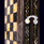 Шахматы "Арабески Тина" 42х42 см из морёного дуба с инкрустацией янтарём