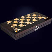Шахматы "Флора" 56х56 см из морёного дуба с инкрустацией янтарём