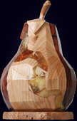 Сувенир "Груша" из экзотических пород древесины с инкрустацией янтарём