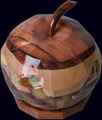 Сувенир "Яблоко" из экзотических пород древесины с инкрустацией янтарём