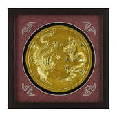 Картина Золотая тарелочка дракон и феникс