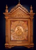Резная икона Божьей Матери «Неопалимая Купина» из ценных пород дерева