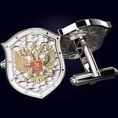 Серебряные запонки с гербом России