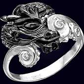 Золотое кольцо «Водяной дракон» с 5-тью бриллиантами