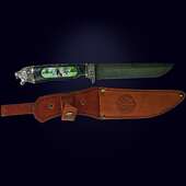 Нож «Охотник» из посеребрёной латуни с финифтью