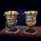 Набор из 2 бронзовых чарок «Воины мира» с золочением и серебрением в дубовом футляре