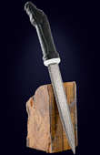 Нож «Скакун» из дамасской стали и чёрного нефрита